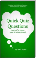 Quick Quiz Questions: Pub Quiz At Home