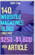 140 Websites, Magazines, Blogs That pay $250 - $1,800 per Article